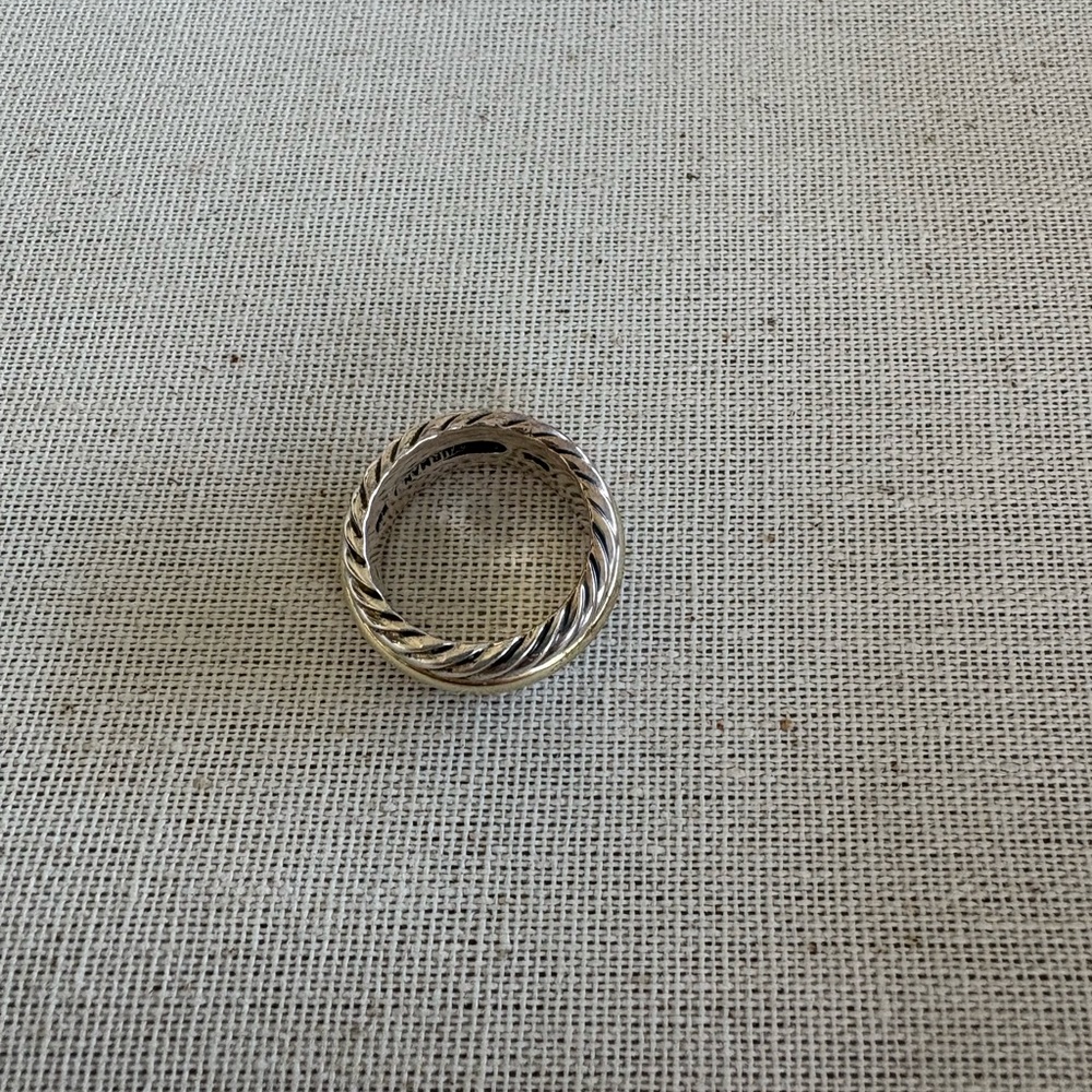 David Yurman Sterling Silver Cable & 14k Gold Band Ring 5.5 Unisex - Picture 3 of 7